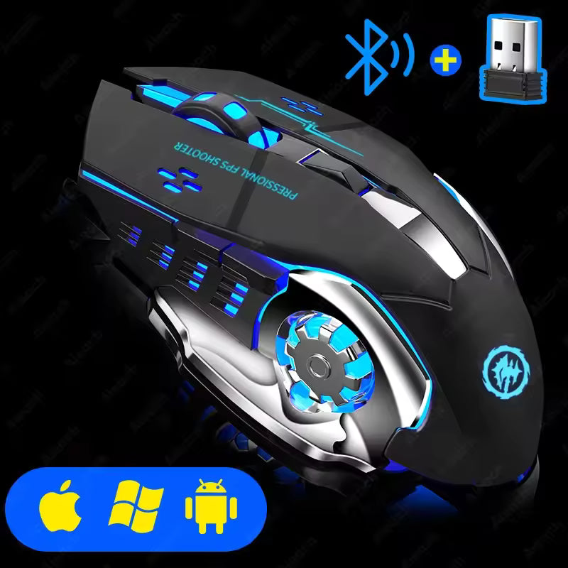 Wireless Bluetooth Gaming Mouse 2.4G Rechargeable RGB Backlit Mouse