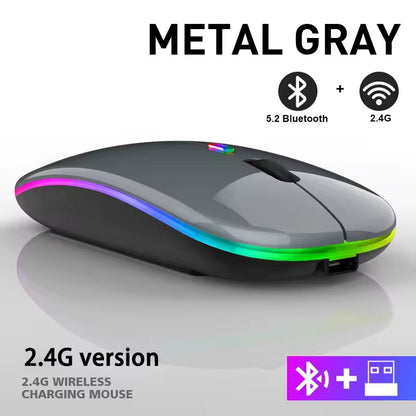 RGB Rechargeable Bluetooth Wireless Mouse 3600DPI LED Backlit