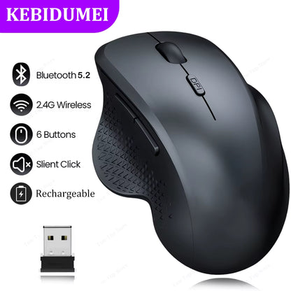 Dual Mode Bluetooth 5.2 Wireless Mouse 1600DPI Rechargeable Gaming Mouse