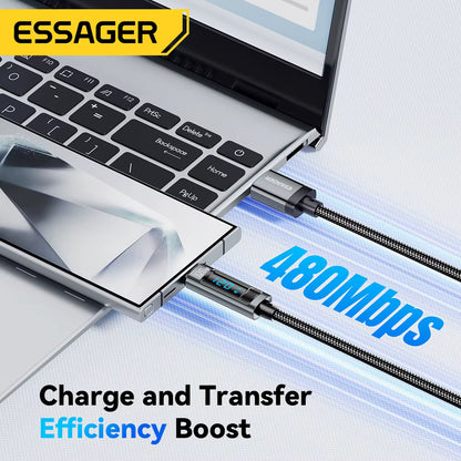 Essager 120W USB-C Fast Charging Cable | LED Digital Display Charger Cord