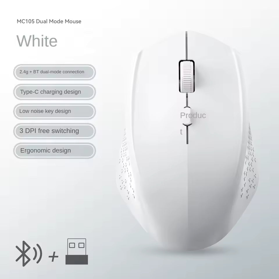 KEBIDUMEI Dual Mode Bluetooth 2.4G Wireless Rechargeable Mouse