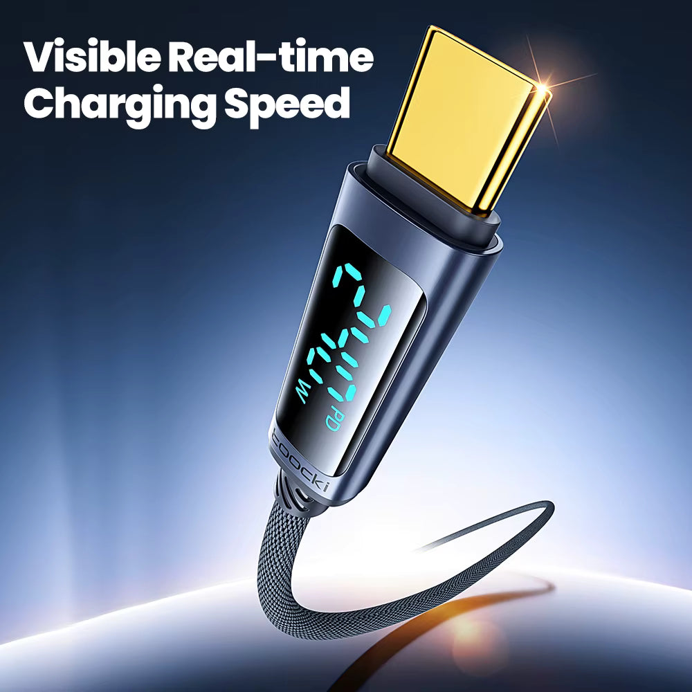 Toocki 240W USB-C Fast Charging Cable | PD3.1 Digital Display