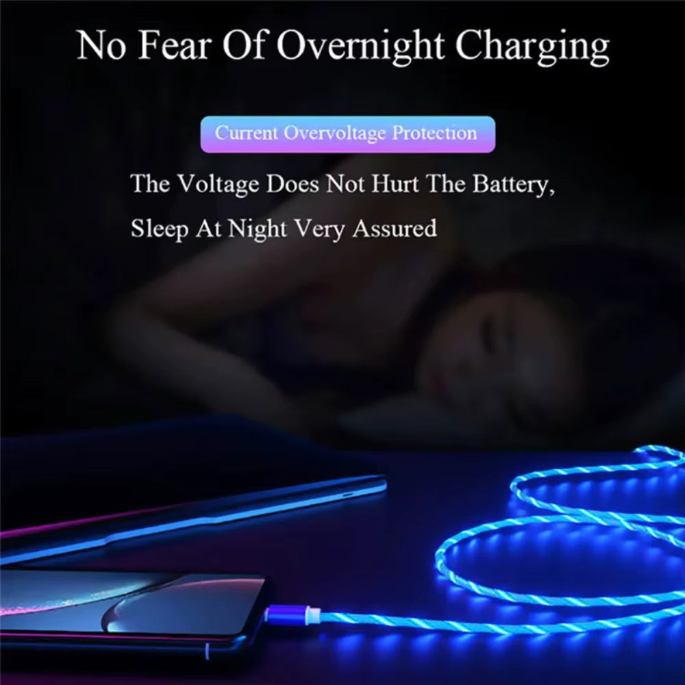 Glowing LED 3-in-1 Fast Charging Cable for Samsung, Xiaomi & iPhone
