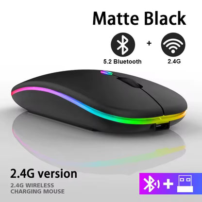 RGB Rechargeable Bluetooth Wireless Mouse 3600DPI LED Backlit