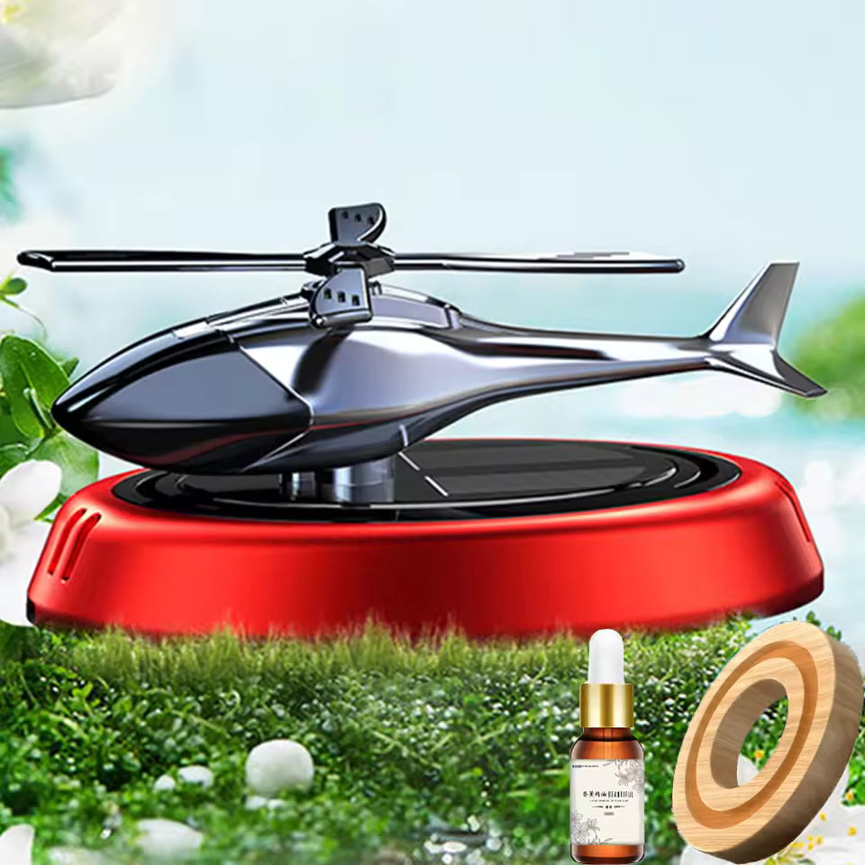Solar Powered Rotating Helicopter Car Air Freshener Aroma Diffuser