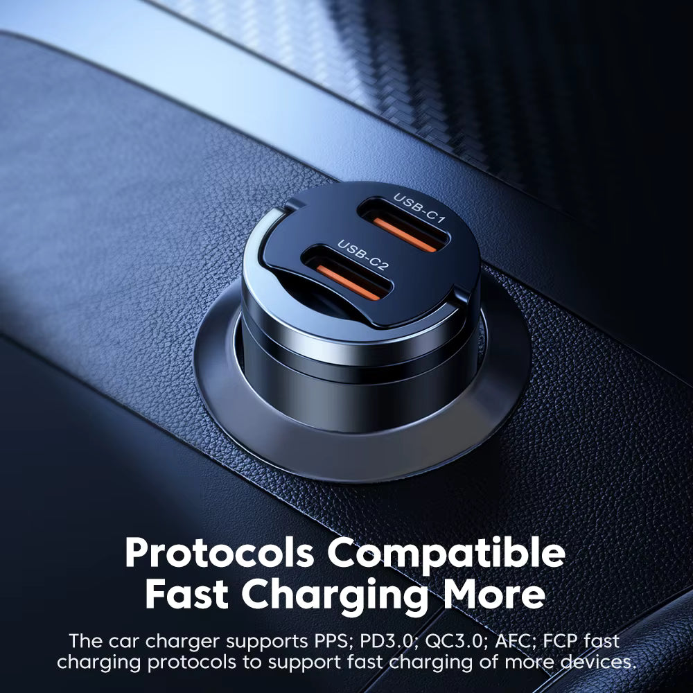 Toocki 45W USB-C Dual Port Fast Car Charger QC3.0 SCP FCP