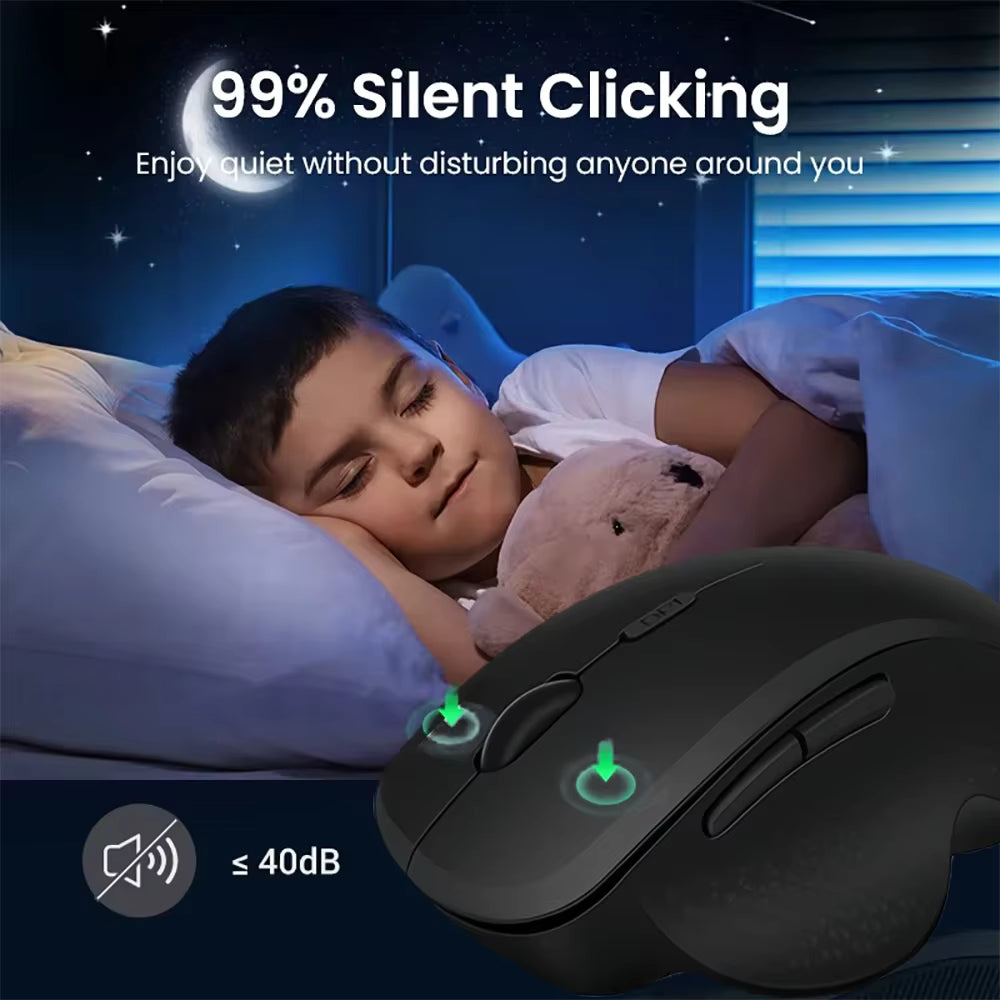 Dual Mode Bluetooth 5.2 Wireless Mouse 1600DPI Rechargeable Gaming Mouse