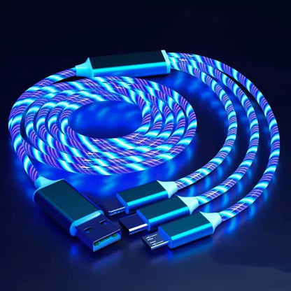 Glowing LED 3-in-1 Fast Charging Cable for Samsung, Xiaomi & iPhone ✨