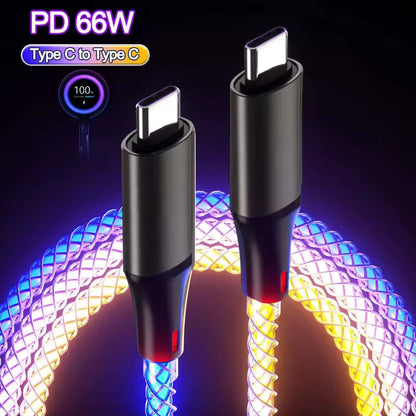 66W RGB LED Fast Charging Type-C Cable