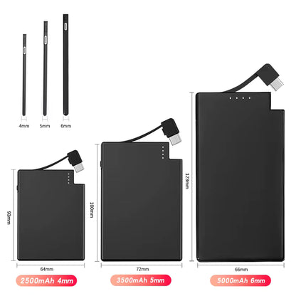 TNTOR 5000mAh Power Bank with Built-In Type-C Cable