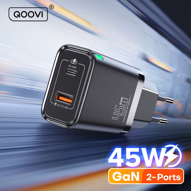 QOOVI 45W/65W GaN USB-C PD Fast Charger