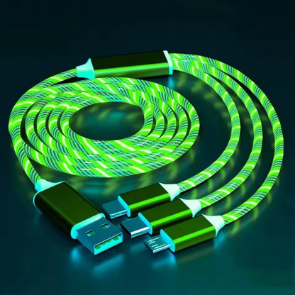 Glowing LED 3-in-1 Fast Charging Cable for Samsung, Xiaomi & iPhone ✨