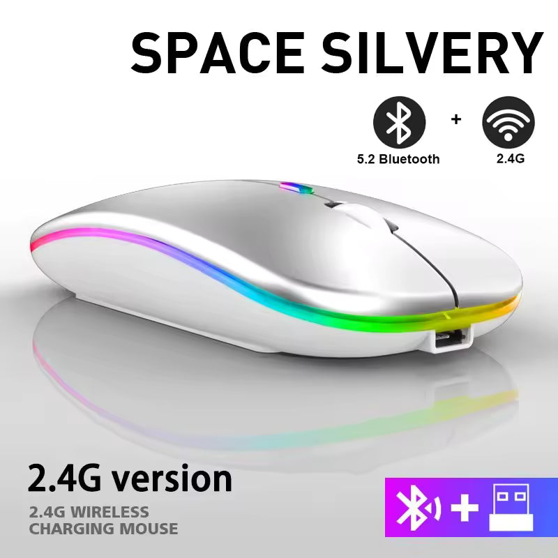 RGB Rechargeable Bluetooth Wireless Mouse 3600DPI LED Backlit