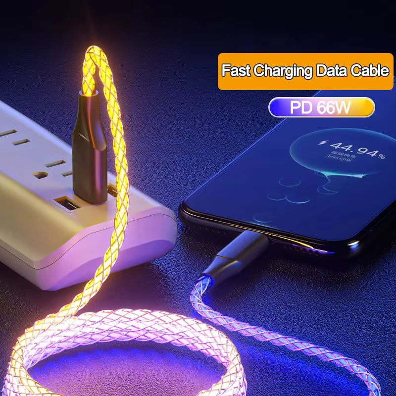 66W RGB LED Fast Charging Type-C Cable