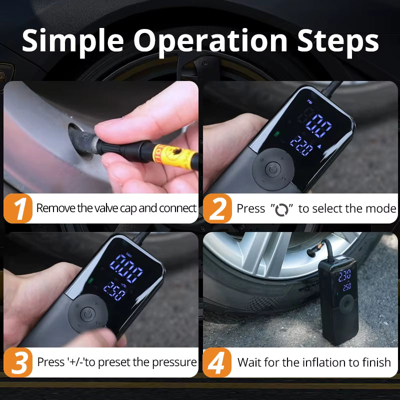 CARSUN Rechargeable Cordless Tire Inflator Portable Air Compressor