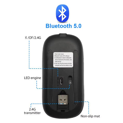 RGB Rechargeable Bluetooth Wireless Mouse 3600DPI LED Backlit