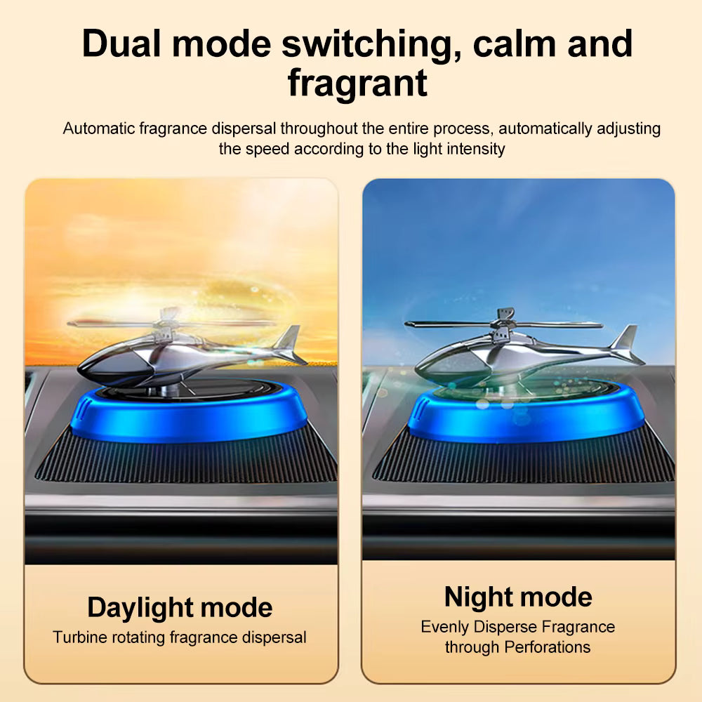 Solar Powered Rotating Helicopter Car Air Freshener Aroma Diffuser