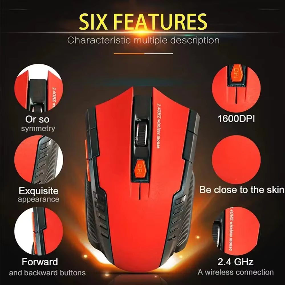113 2.4GHz Wireless Optical Mouse with USB Receiver 6 Buttons