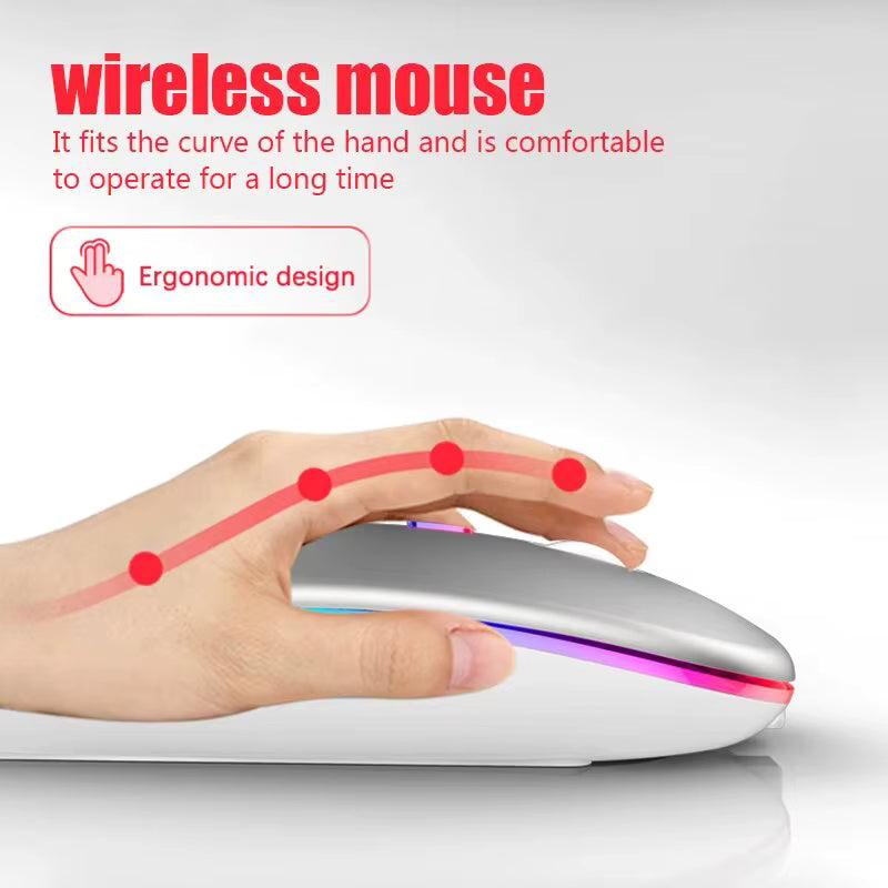 RGB Rechargeable Bluetooth Wireless Mouse 3600DPI LED Backlit