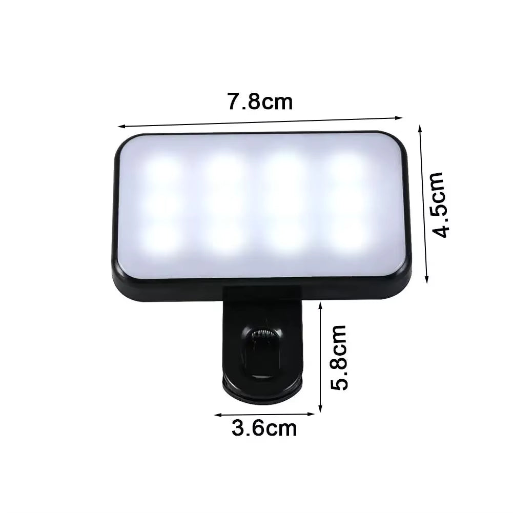 Portable Mini Selfie Fill Light Rechargeable 3 Modes Clip On LED Light