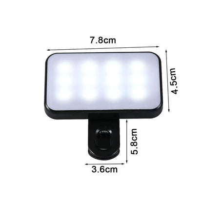 Portable Mini Selfie Fill Light Rechargeable 3 Modes Clip On LED Light