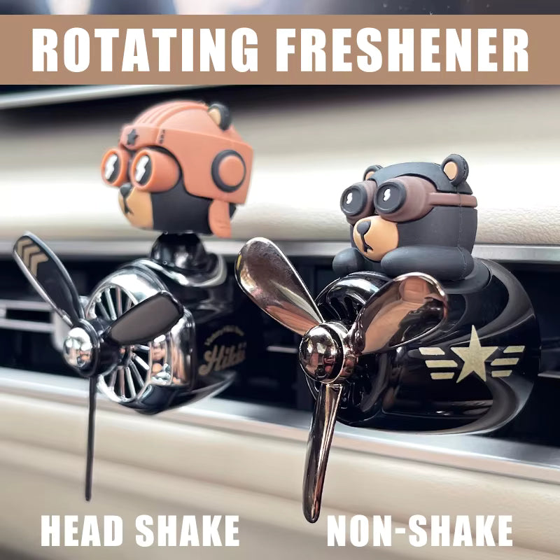 Rotating Pilot Bear Car Air Freshener Vent Clip Perfume Diffuser