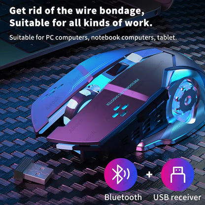 Wireless Bluetooth Gaming Mouse 2.4G Rechargeable RGB Backlit Mouse