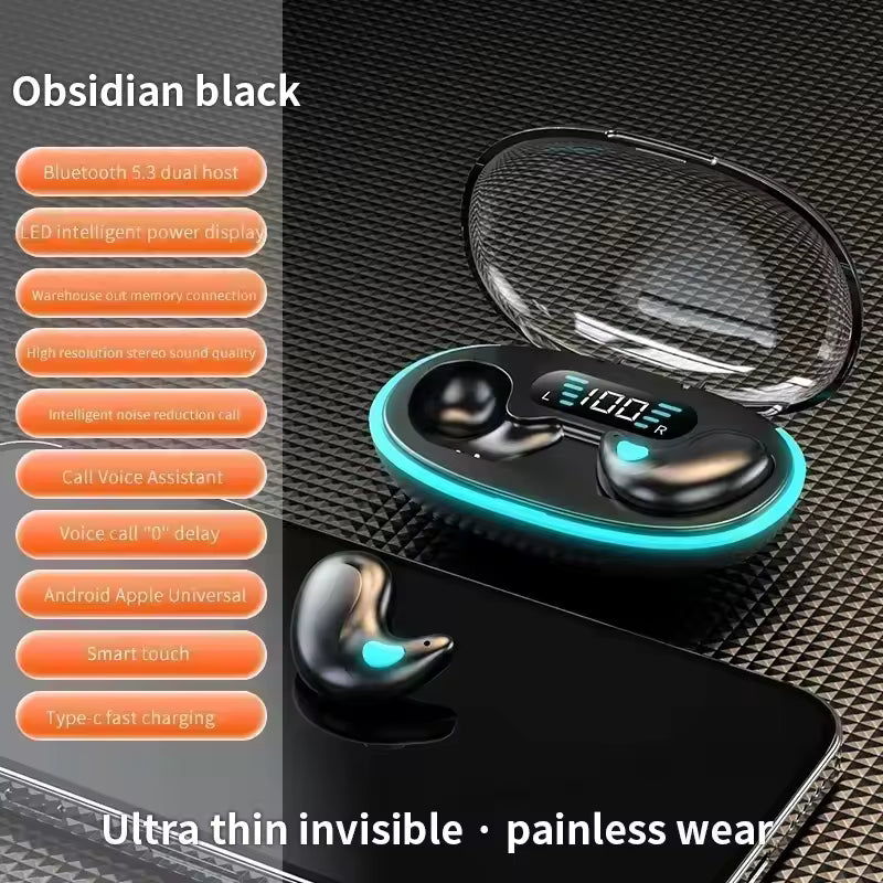 X55 Mini TWS Sleeping Earbuds Wireless Bluetooth Headphones with Mic & Waterproof Design