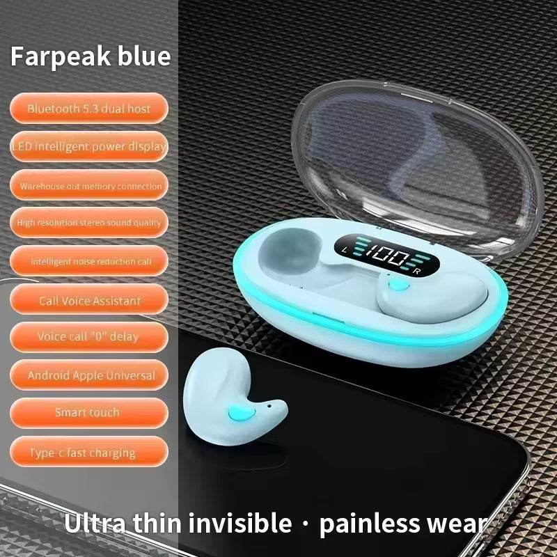 X55 Mini TWS Sleeping Earbuds Wireless Bluetooth Headphones with Mic & Waterproof Design
