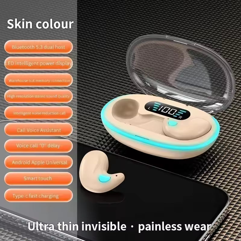 X55 Mini TWS Sleeping Earbuds Wireless Bluetooth Headphones with Mic & Waterproof Design