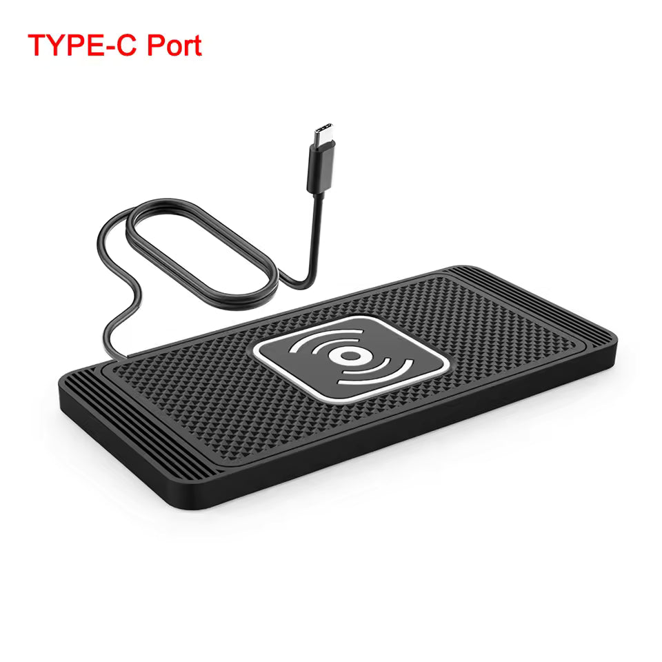 Car Wireless Charger Pad – Non-Slip Silicone Fast Charger