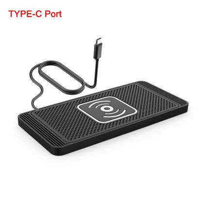 Car Wireless Charger Pad – Non-Slip Silicone Fast Charger