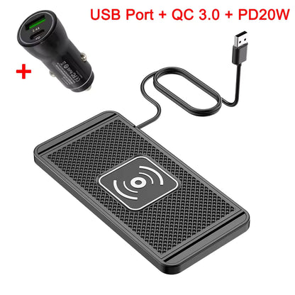 Car Wireless Charger Pad – Non-Slip Silicone Fast Charger