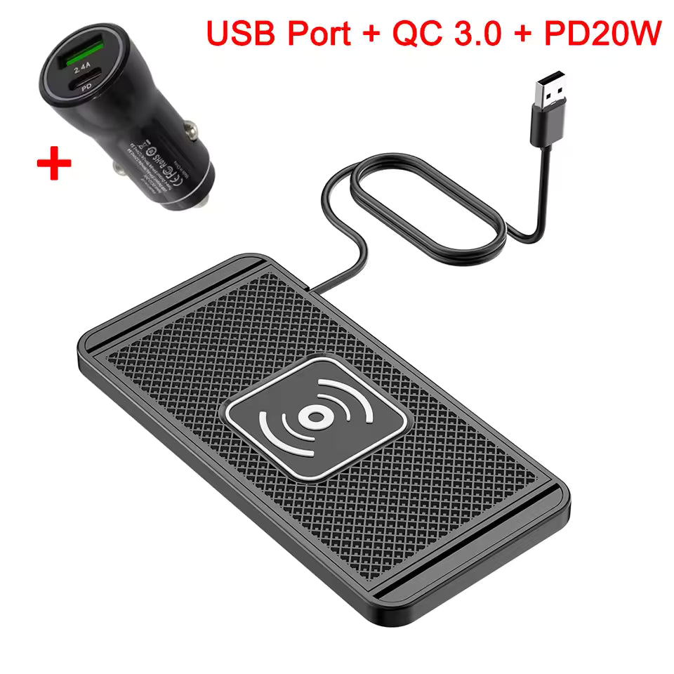 Car Wireless Charger Pad – Non-Slip Silicone Fast Charger