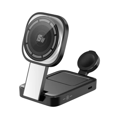 3-in-1 Foldable Magnetic Wireless Charging Station for iPhone, Apple Watch & AirPods Pro