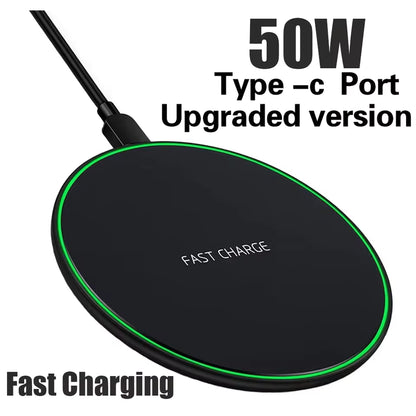 50W Fast Wireless Charging Pad for iPhone & Samsung – Universal Qi Charger