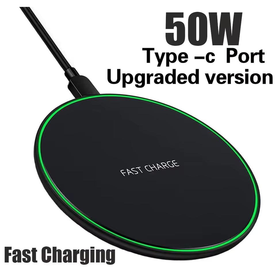 50W Fast Wireless Charging Pad for iPhone & Samsung – Universal Qi Charger