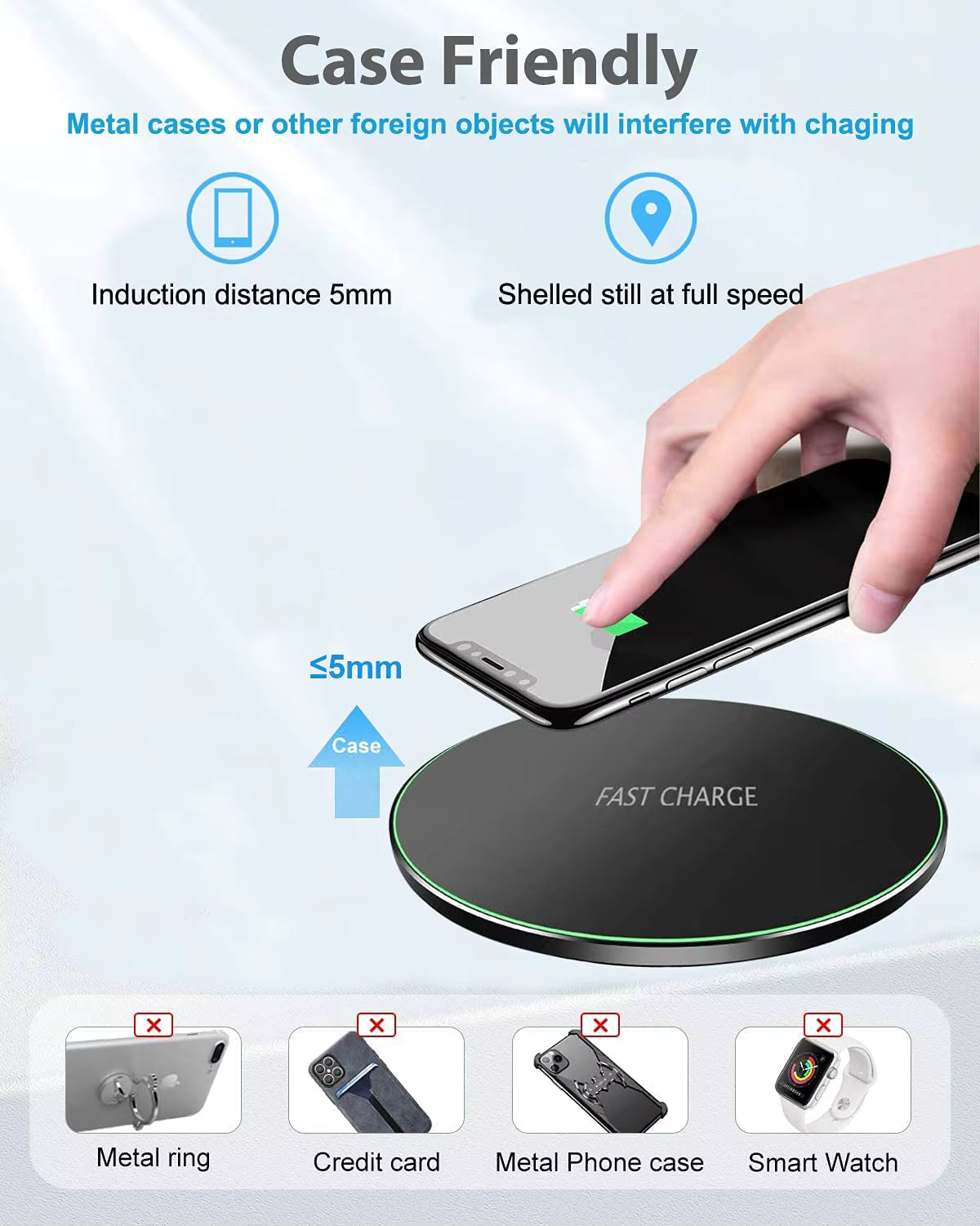 50W Fast Wireless Charging Pad for iPhone & Samsung – Universal Qi Charger