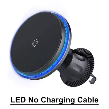 RGB Magnetic Wireless Car Charger & MagSafe Phone Mount for iPhone 12–17 Pro Max