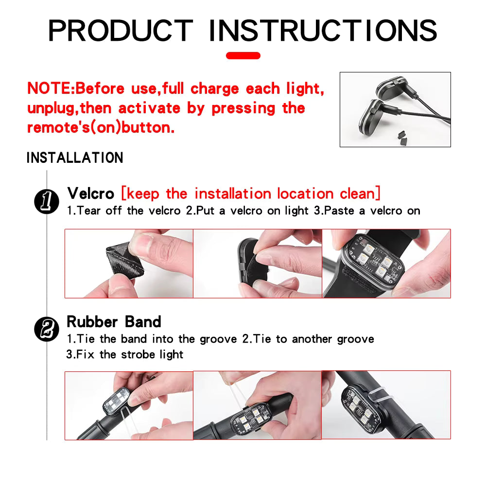 Wireless LED Strobe Lights (2/4PCS) – 8 Color Rechargeable Anti-Collision Warning Lights for Cars