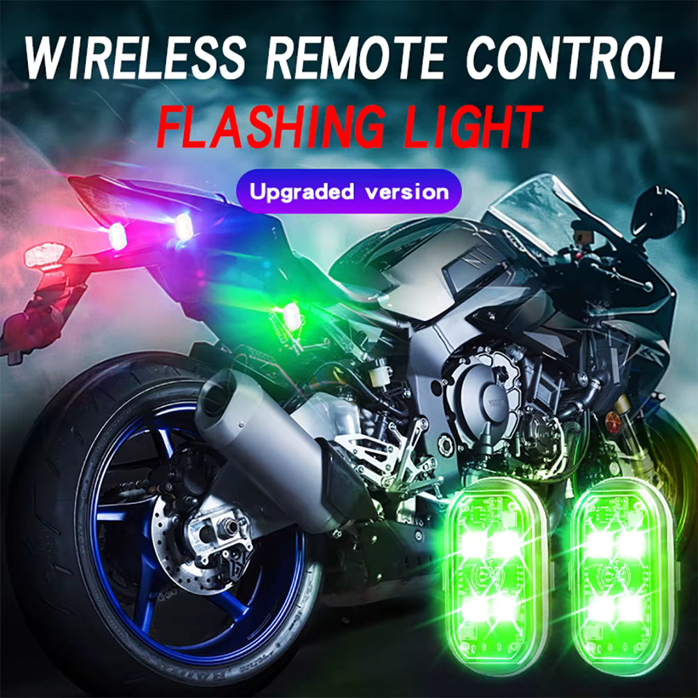 Wireless LED Strobe Lights (2/4PCS) – 8 Color Rechargeable Anti-Collision Warning Lights for Cars