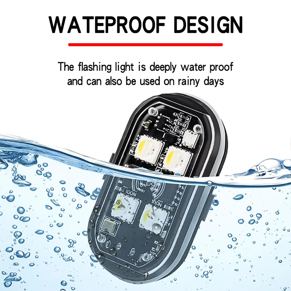 Wireless LED Strobe Lights (2/4PCS) – 8 Color Rechargeable Anti-Collision Warning Lights for Cars