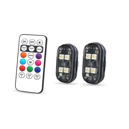 Wireless LED Strobe Lights (2/4PCS) – 8 Color Rechargeable Anti-Collision Warning Lights for Cars