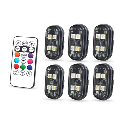 Wireless LED Strobe Lights (2/4PCS) – 8 Color Rechargeable Anti-Collision Warning Lights for Cars
