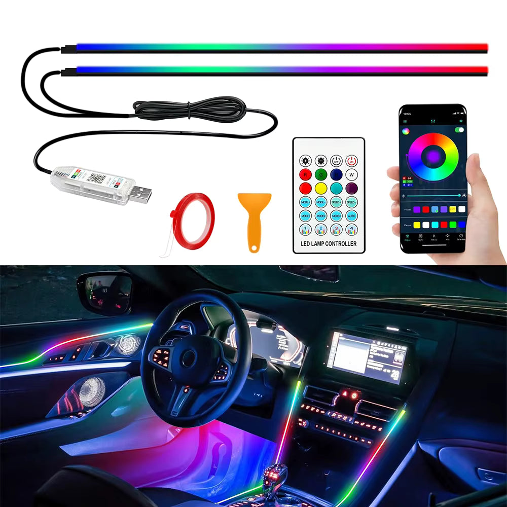 110cm APP Control RGB Car Ambient Light – LED Interior Symphony Atmosphere Strip for Dashboard & Sunroof