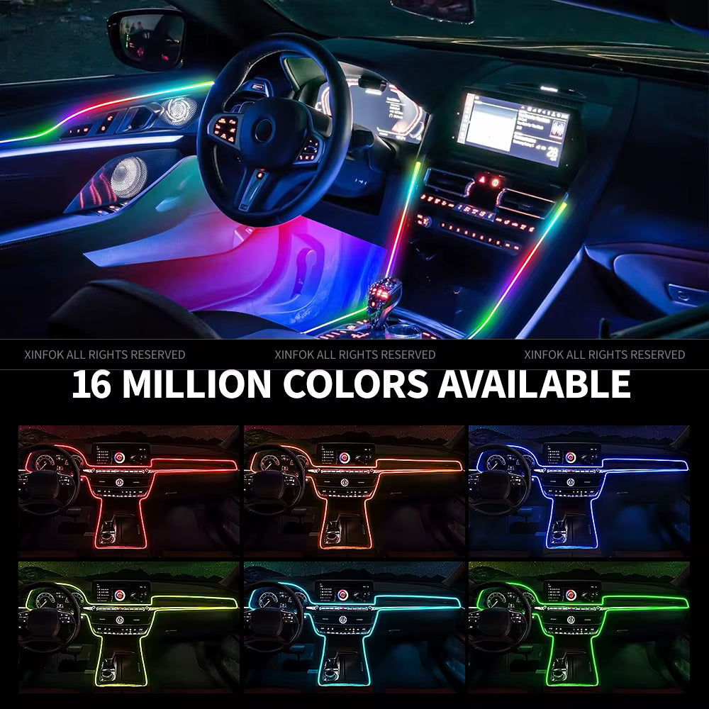 110cm APP Control RGB Car Ambient Light – LED Interior Symphony Atmosphere Strip for Dashboard & Sunroof