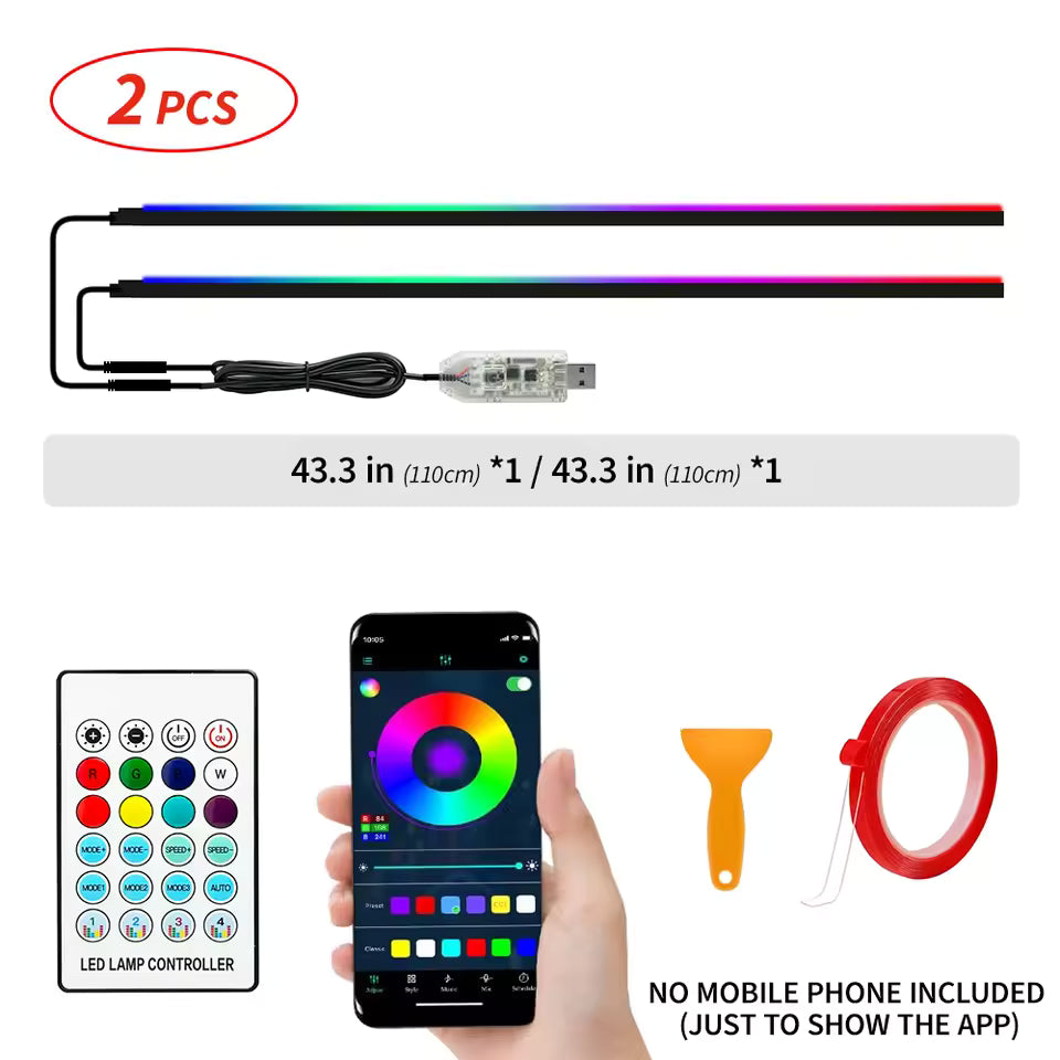 110cm APP Control RGB Car Ambient Light – LED Interior Symphony Atmosphere Strip for Dashboard & Sunroof