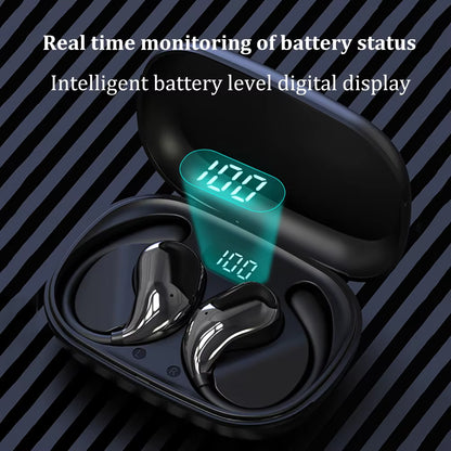 Bluetooth 5.4 TWS Ear Hook Wireless Earbuds HiFi Stereo Waterproof Headphones with LED Display