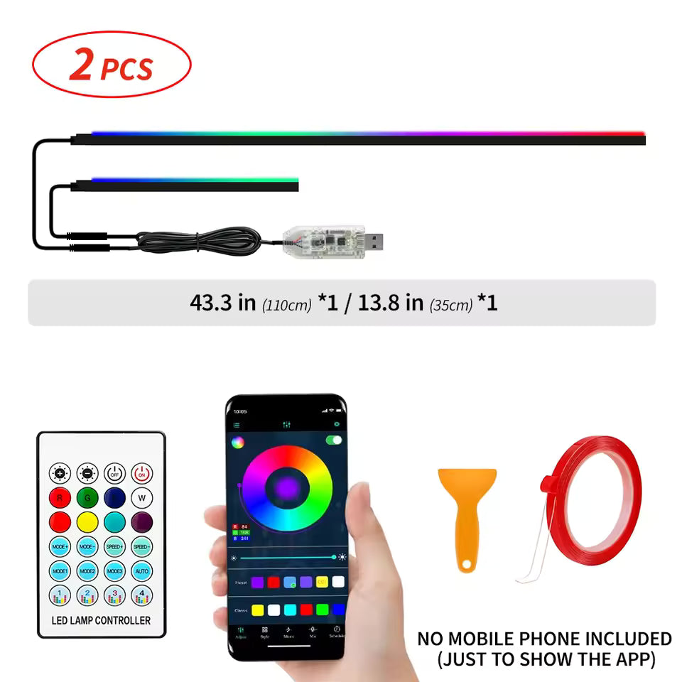 110cm APP Control RGB Car Ambient Light – LED Interior Symphony Atmosphere Strip for Dashboard & Sunroof