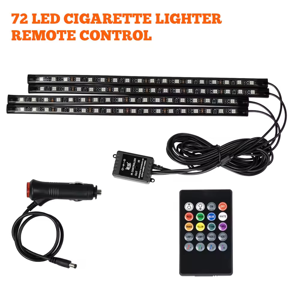 Neon RGB Car Interior Foot Lights – 48/72 LED Ambient Lighting with USB, APP & Remote Control